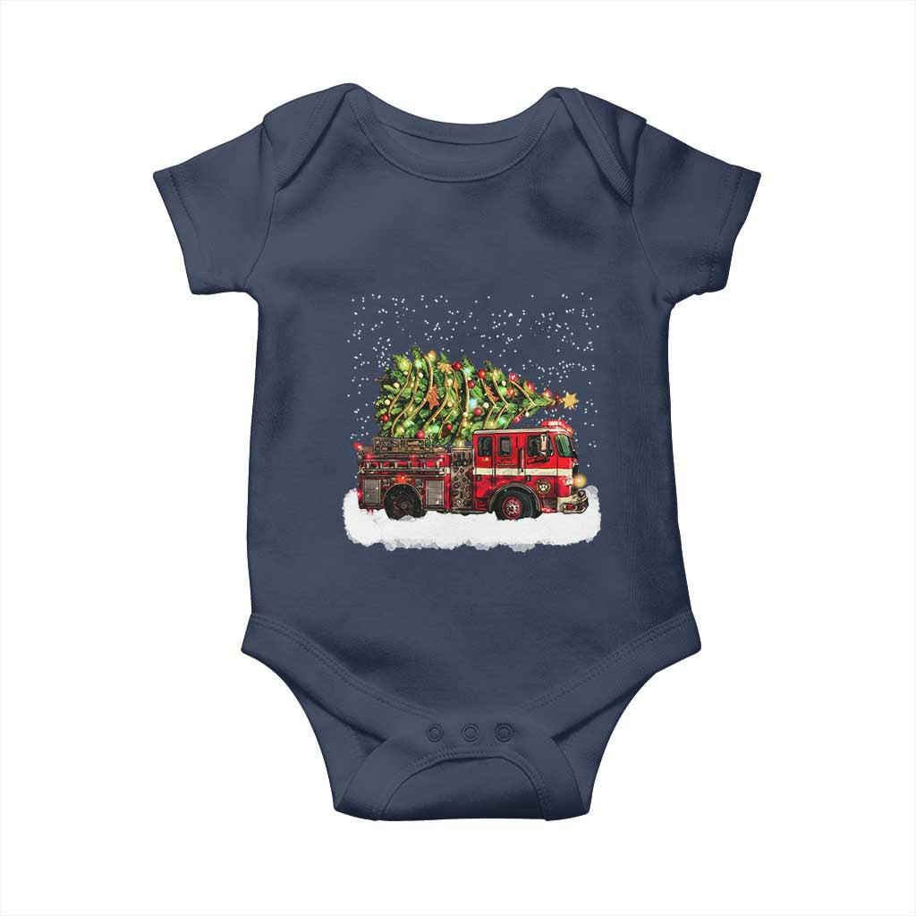 Fire Truck Christmas Baby Onesie Fireman Xmas Firefighter - Wonder Print Shop