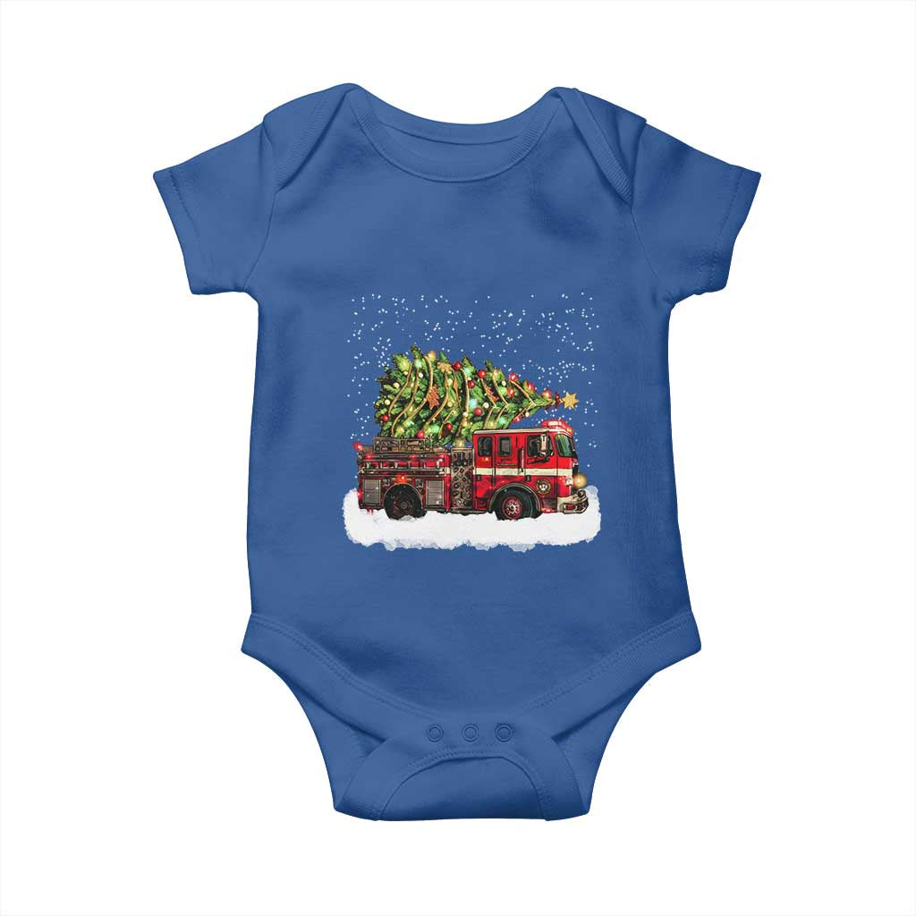 Fire Truck Christmas Baby Onesie Fireman Xmas Firefighter - Wonder Print Shop
