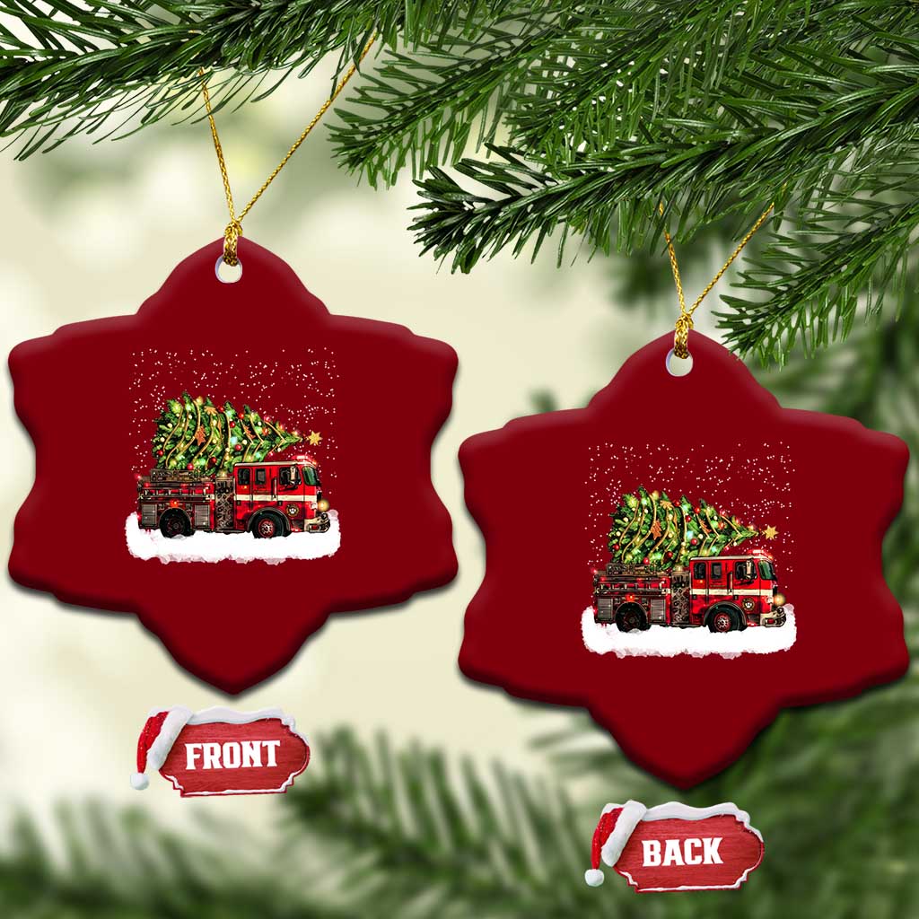 Fire Truck Xmas Ceramic Ornament Fireman Xmas Firefighter - Wonder Print Shop