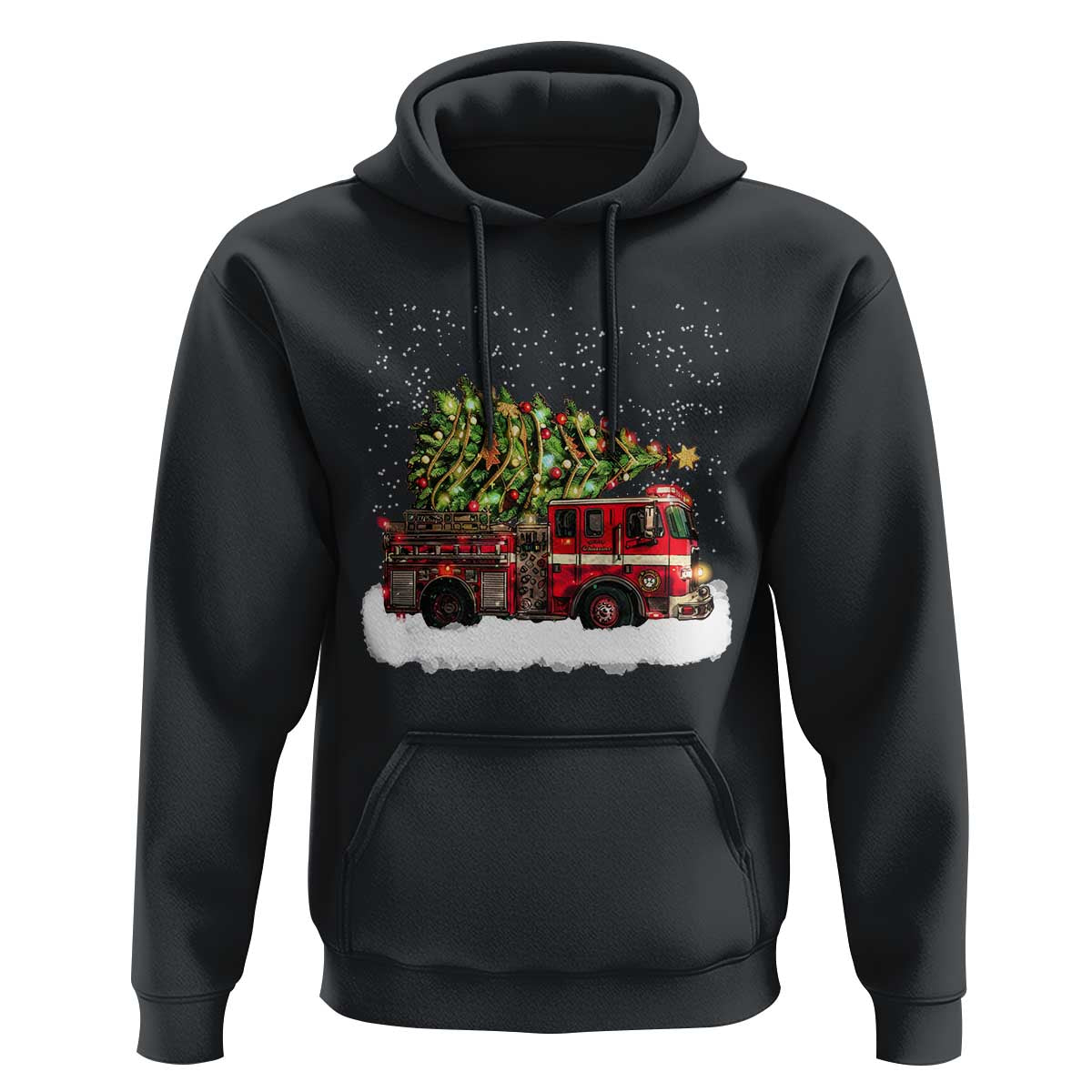 Fire Truck Christmas Hoodie Fireman Xmas Firefighter - Wonder Print Shop