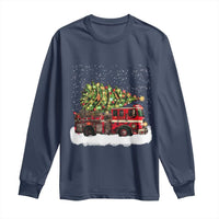 Fire Truck Christmas Long Sleeve Shirt Fireman Xmas Firefighter - Wonder Print Shop
