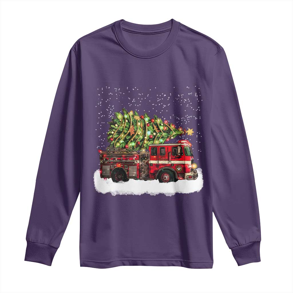 Fire Truck Christmas Long Sleeve Shirt Fireman Xmas Firefighter - Wonder Print Shop
