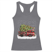 Fire Truck Christmas Racerback Tank Top Fireman Xmas Firefighter - Wonder Print Shop