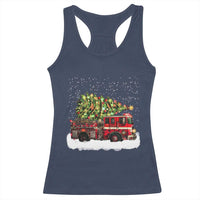 Fire Truck Christmas Racerback Tank Top Fireman Xmas Firefighter - Wonder Print Shop
