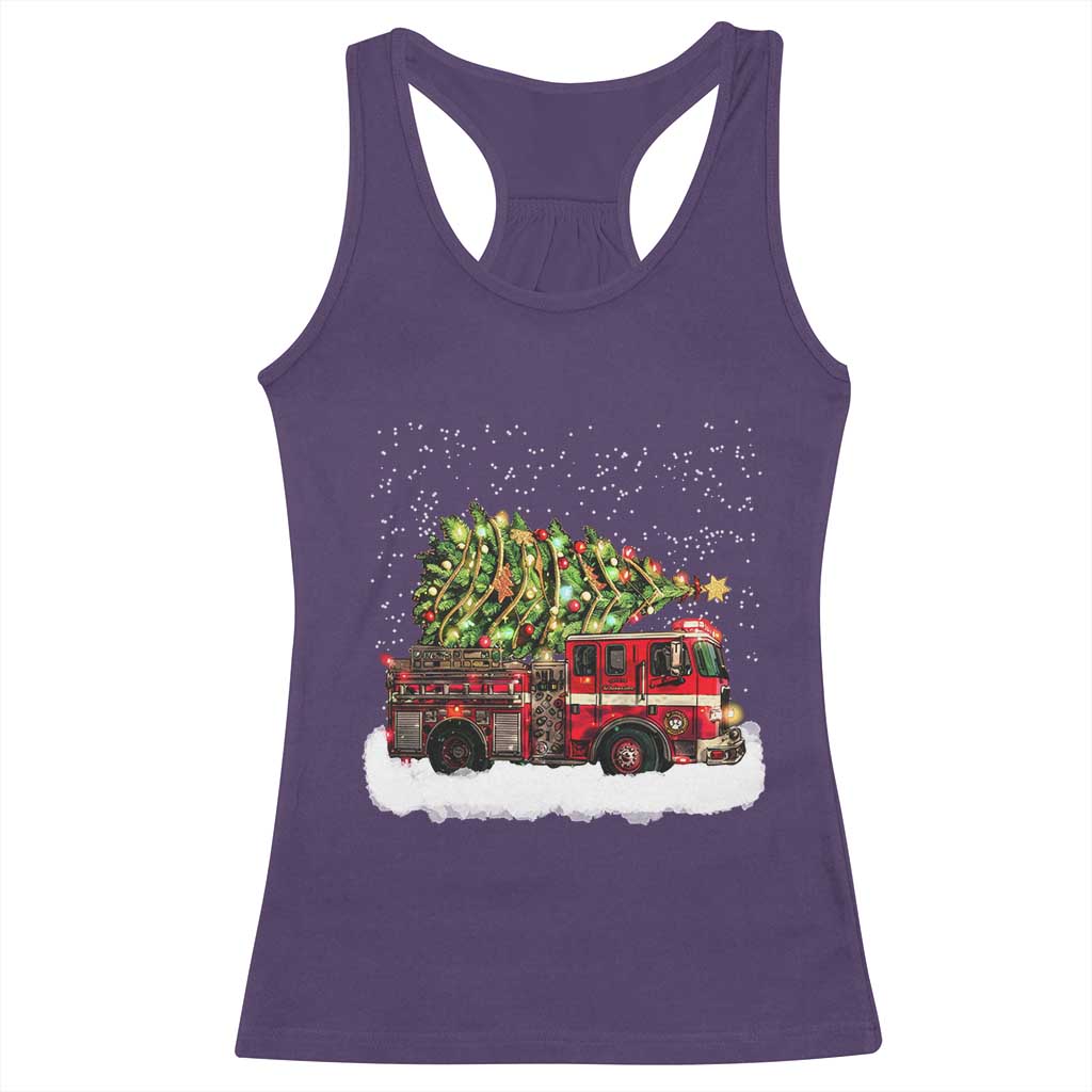 Fire Truck Christmas Racerback Tank Top Fireman Xmas Firefighter - Wonder Print Shop