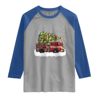 Fire Truck Christmas Raglan Shirt Fireman Xmas Firefighter - Wonder Print Shop
