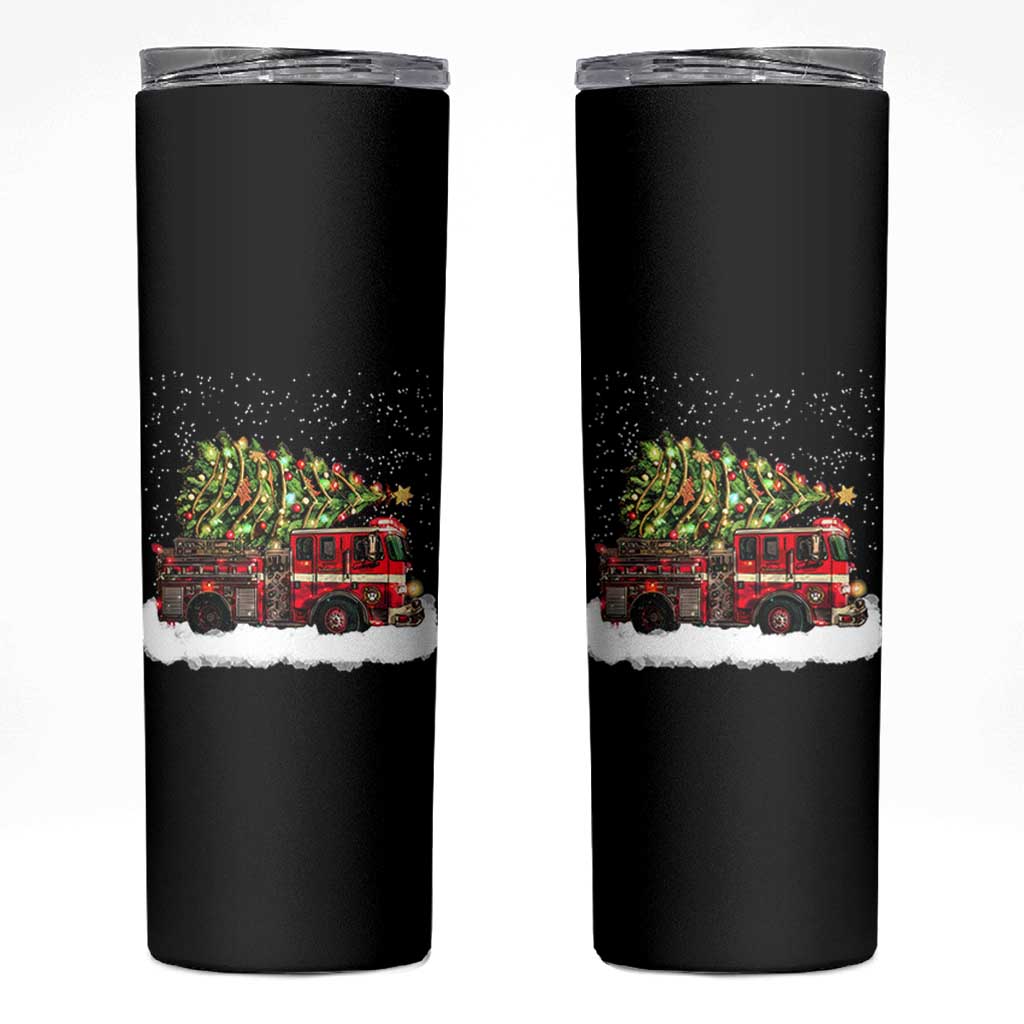 Fire Truck Christmas Skinny Tumbler Fireman Xmas Firefighter - Wonder Print Shop
