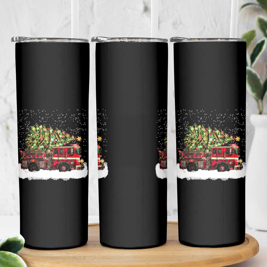 Fire Truck Christmas Skinny Tumbler Fireman Xmas Firefighter - Wonder Print Shop