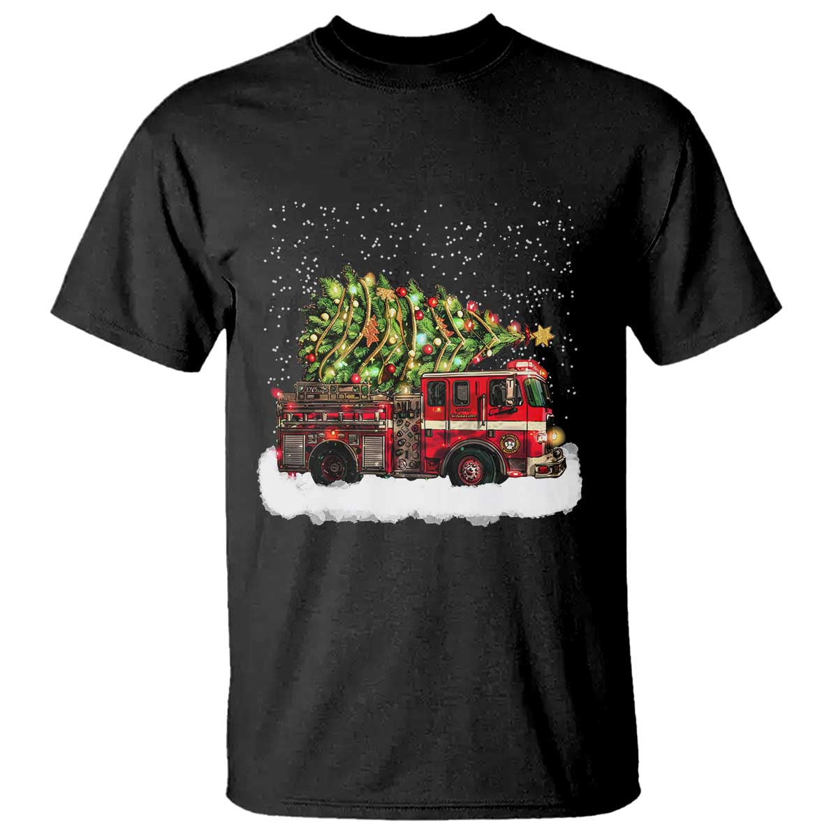 Fire Truck Christmas T Shirt Fireman Xmas Firefighter - Wonder Print Shop