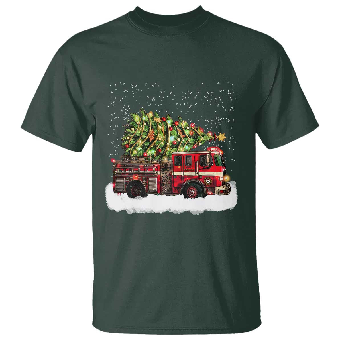 Fire Truck Christmas T Shirt Fireman Xmas Firefighter - Wonder Print Shop