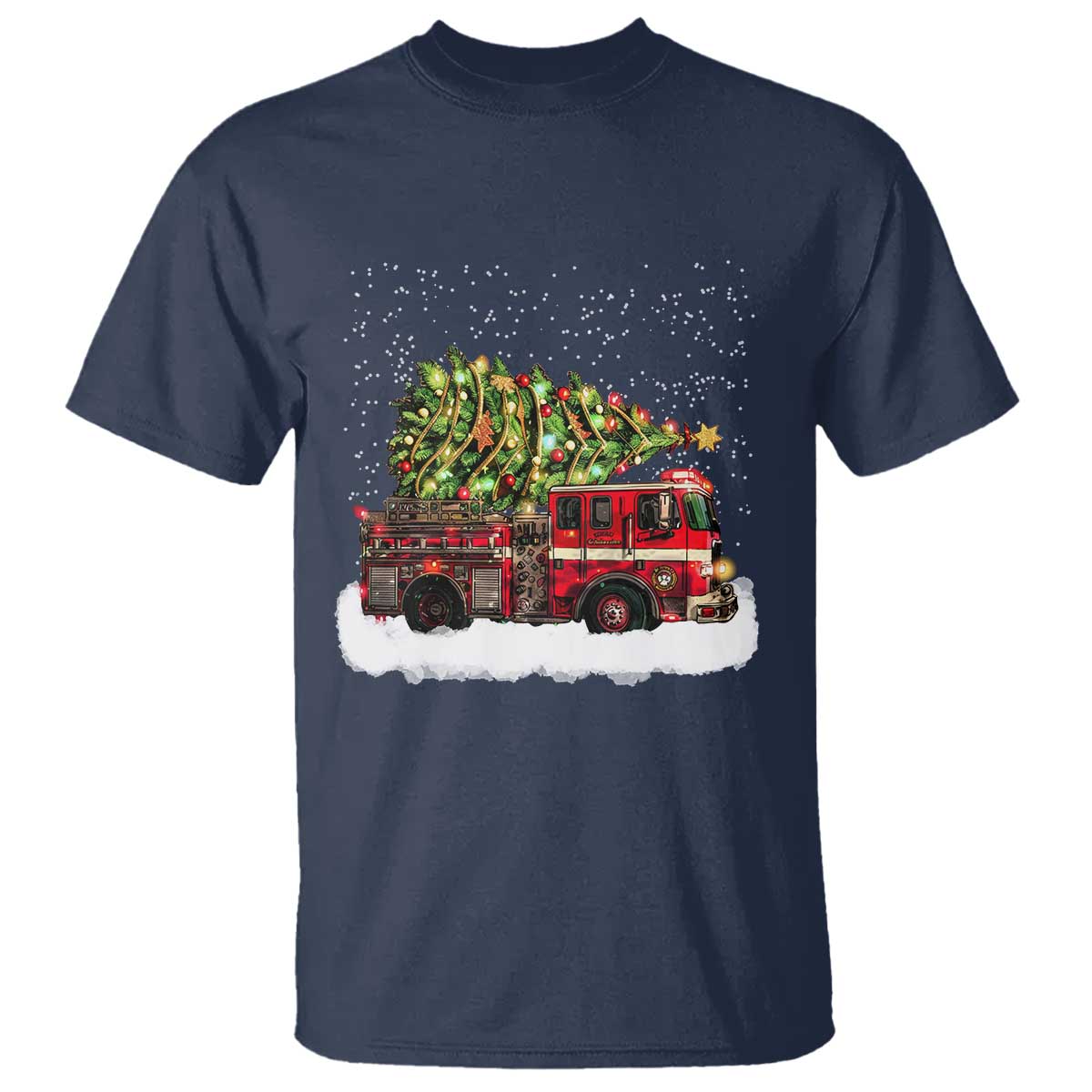 Fire Truck Christmas T Shirt Fireman Xmas Firefighter - Wonder Print Shop