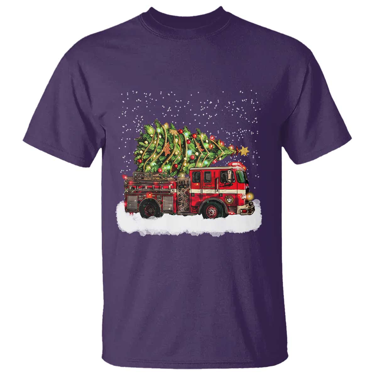 Fire Truck Christmas T Shirt Fireman Xmas Firefighter - Wonder Print Shop