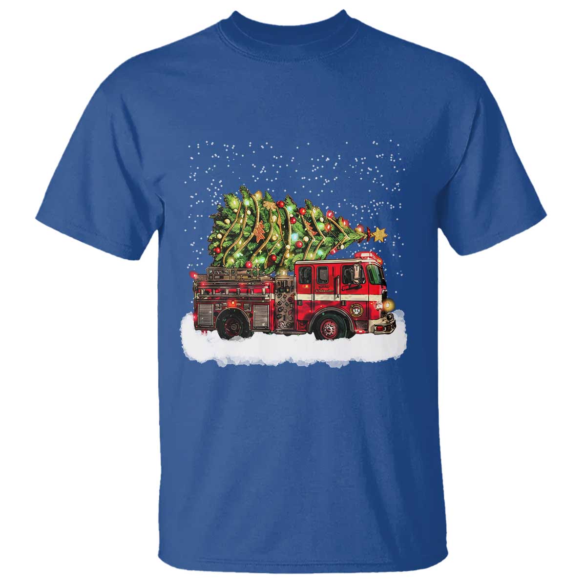 Fire Truck Christmas T Shirt Fireman Xmas Firefighter - Wonder Print Shop
