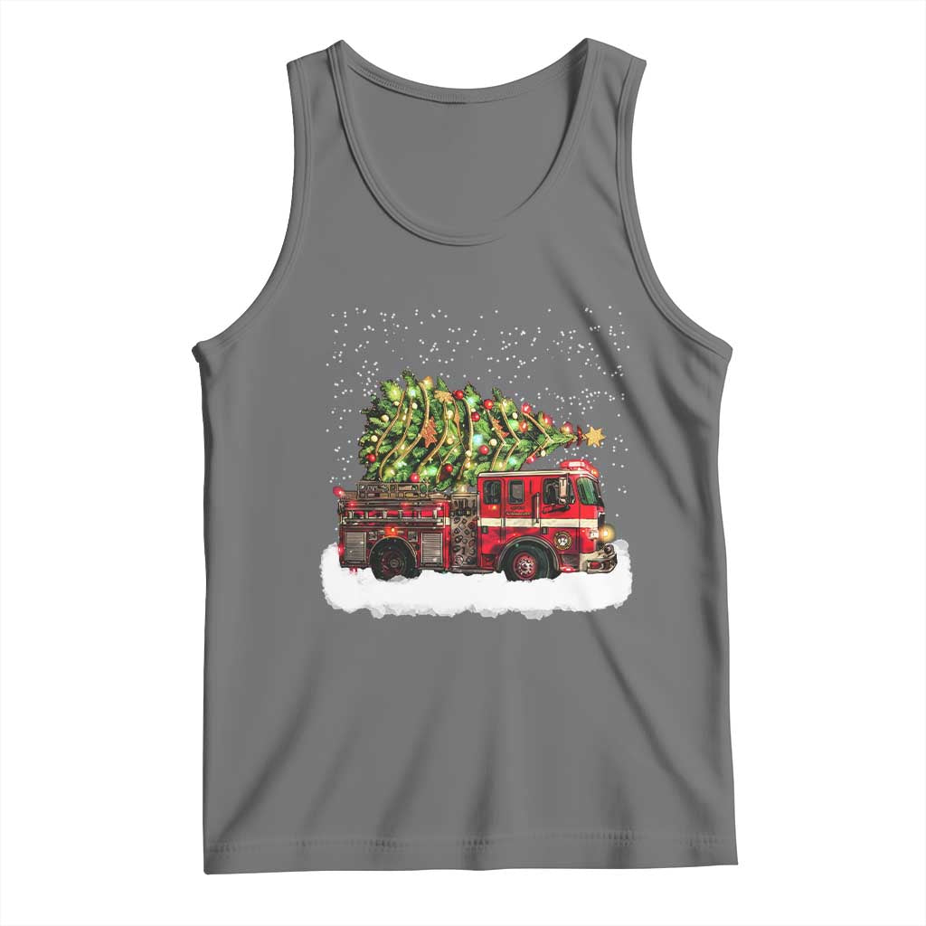 Fire Truck Christmas Tank Top Fireman Xmas Firefighter - Wonder Print Shop