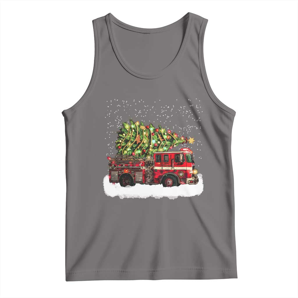 Fire Truck Christmas Tank Top Fireman Xmas Firefighter - Wonder Print Shop