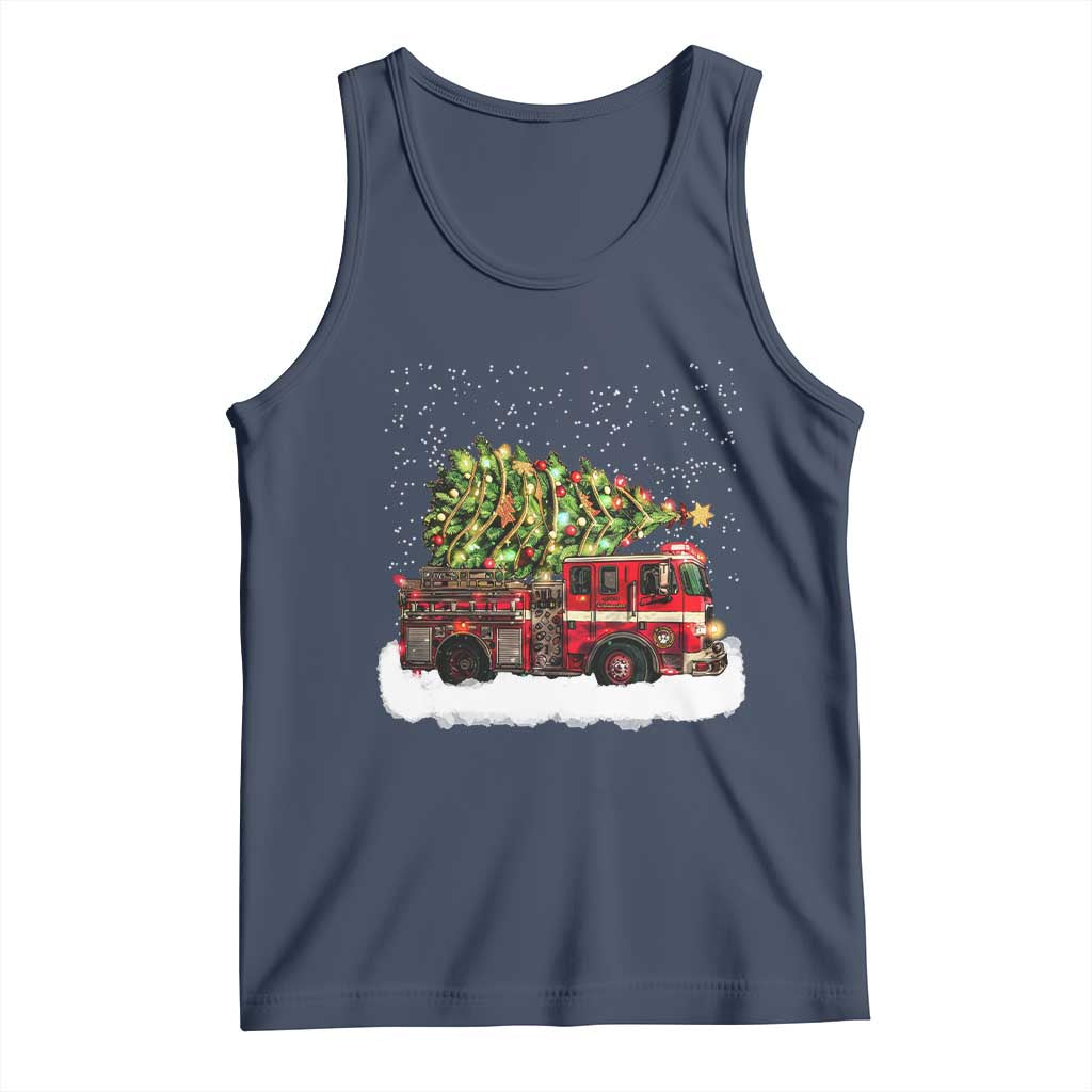 Fire Truck Christmas Tank Top Fireman Xmas Firefighter - Wonder Print Shop