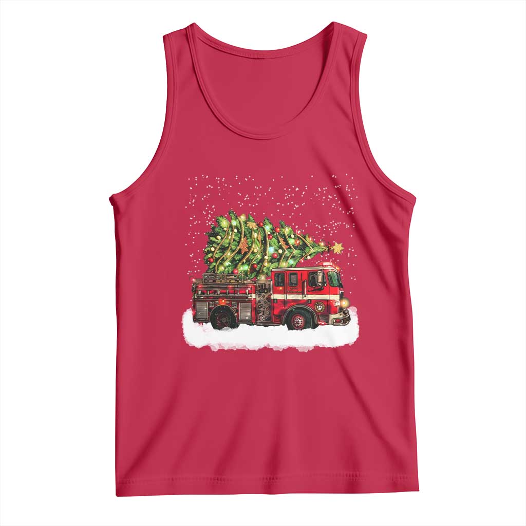 Fire Truck Christmas Tank Top Fireman Xmas Firefighter - Wonder Print Shop