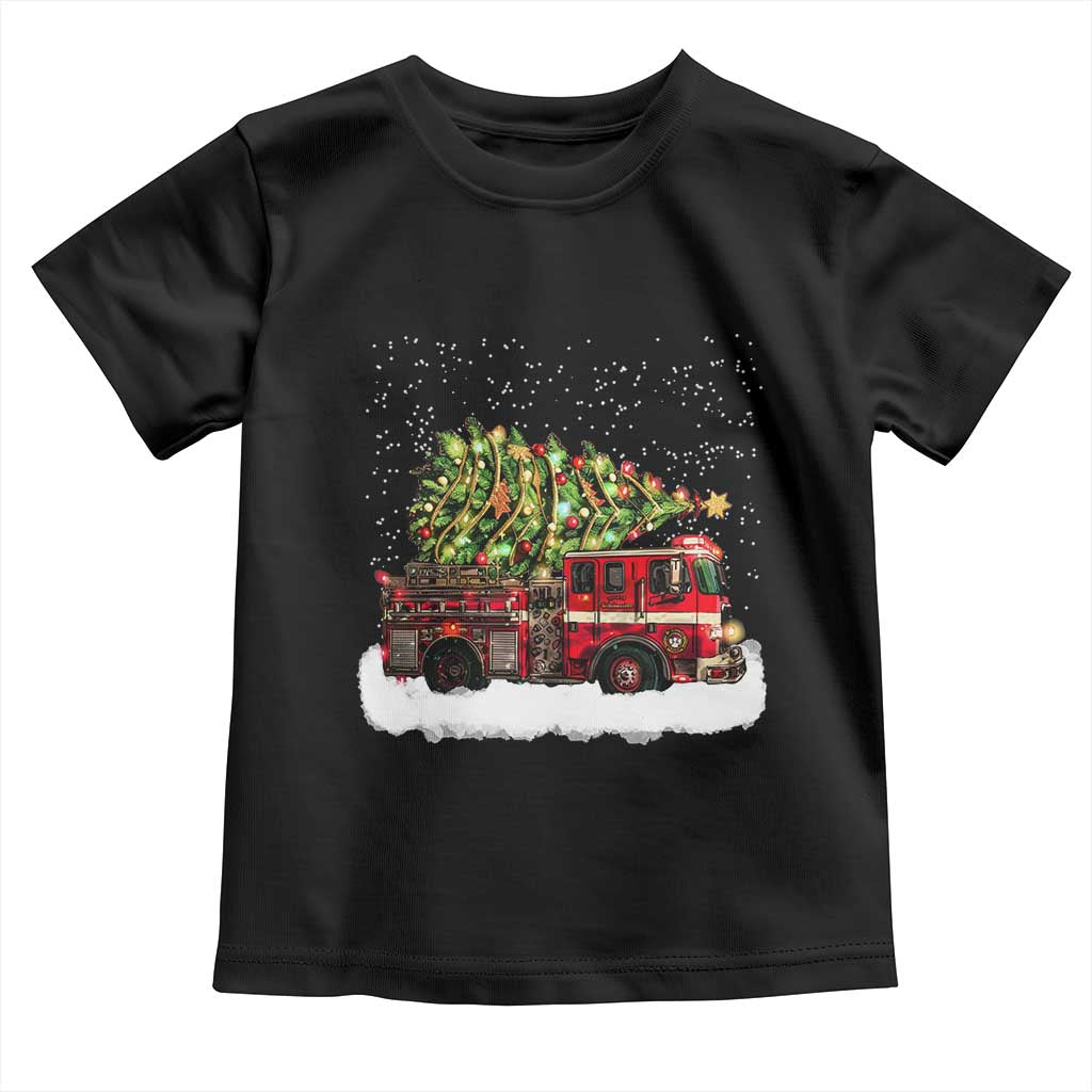 Fire Truck Christmas Toddler T Shirt Fireman Xmas Firefighter - Wonder Print Shop
