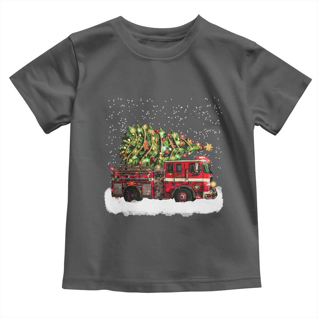 Fire Truck Christmas Toddler T Shirt Fireman Xmas Firefighter - Wonder Print Shop