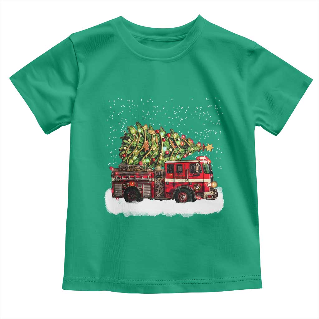 Fire Truck Christmas Toddler T Shirt Fireman Xmas Firefighter - Wonder Print Shop