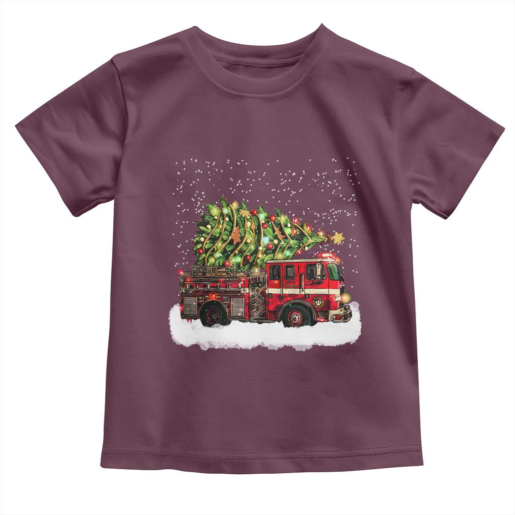 Fire Truck Christmas Toddler T Shirt Fireman Xmas Firefighter - Wonder Print Shop