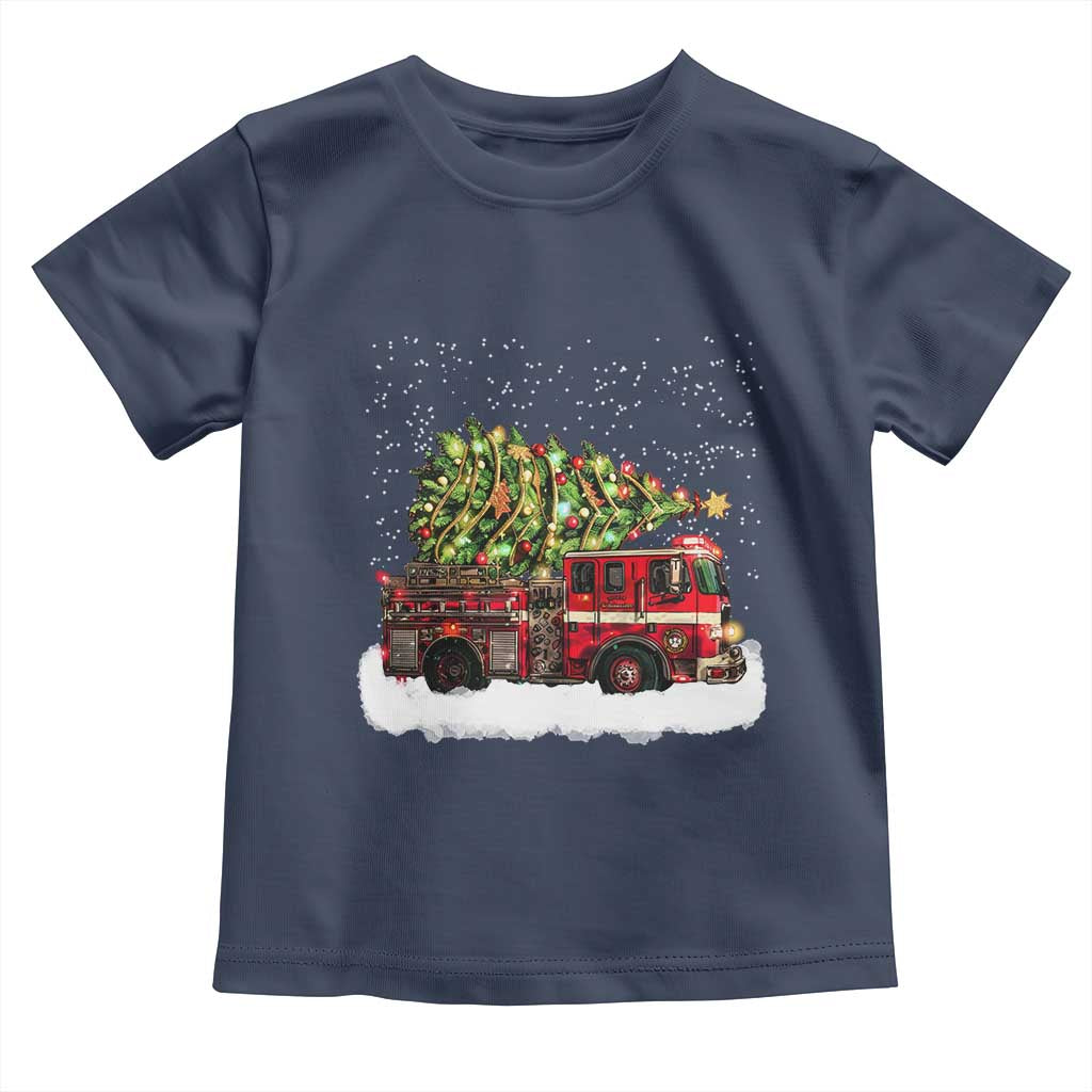 Fire Truck Christmas Toddler T Shirt Fireman Xmas Firefighter - Wonder Print Shop