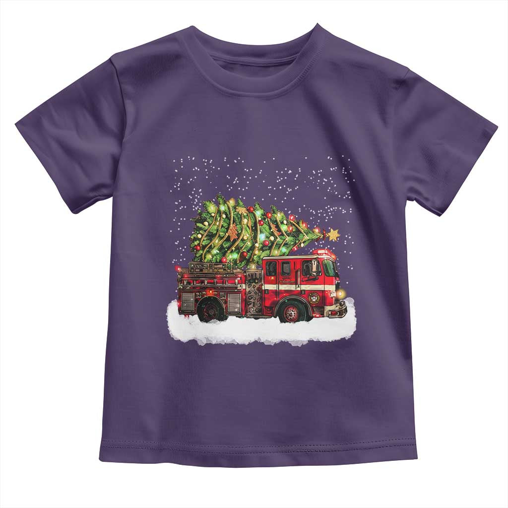 Fire Truck Christmas Toddler T Shirt Fireman Xmas Firefighter - Wonder Print Shop