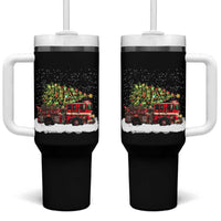 Fire Truck Christmas Tumbler With Handle Fireman Xmas Firefighter - Wonder Print Shop