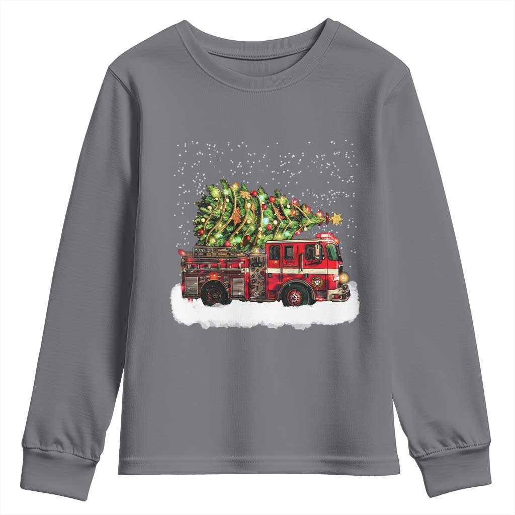 Fire Truck Christmas Youth Sweatshirt Fireman Xmas Firefighter - Wonder Print Shop