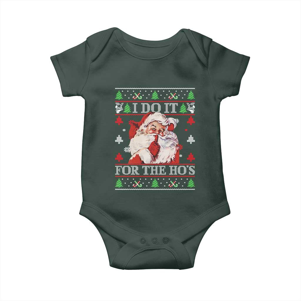 Funny Christmas Santa Baby Onesie Vintage Santa I Do It For The Ho's Ugly Christmas
