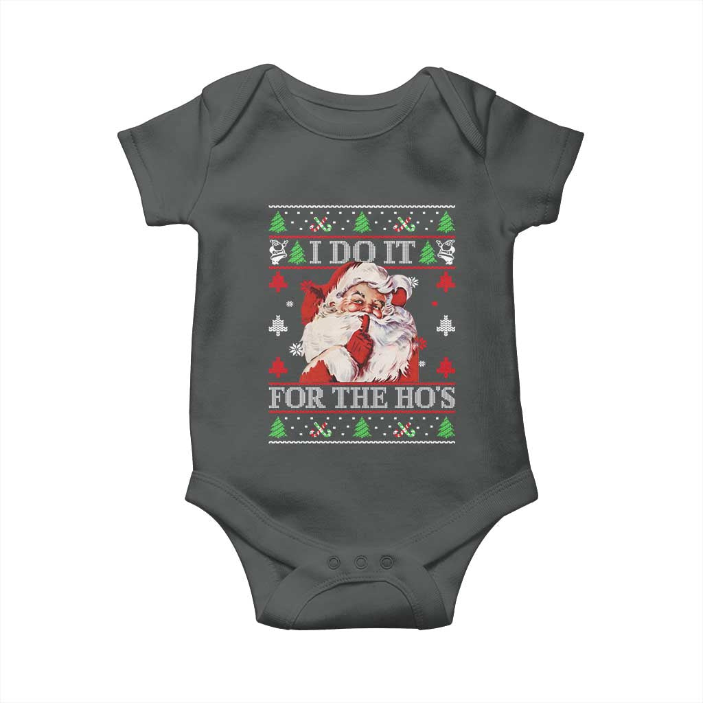 Funny Christmas Santa Baby Onesie Vintage Santa I Do It For The Ho's Ugly Christmas