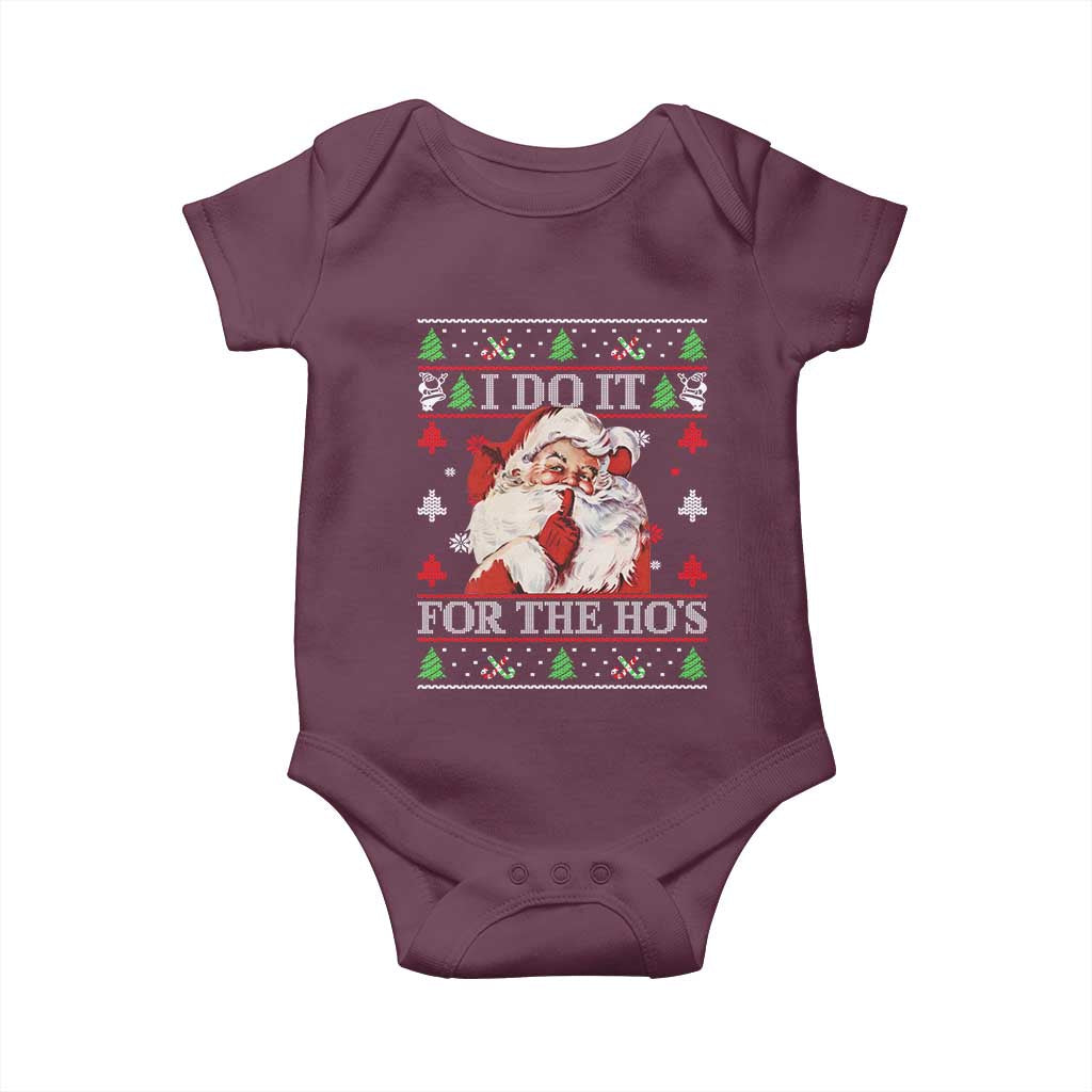 Funny Christmas Santa Baby Onesie Vintage Santa I Do It For The Ho's Ugly Christmas