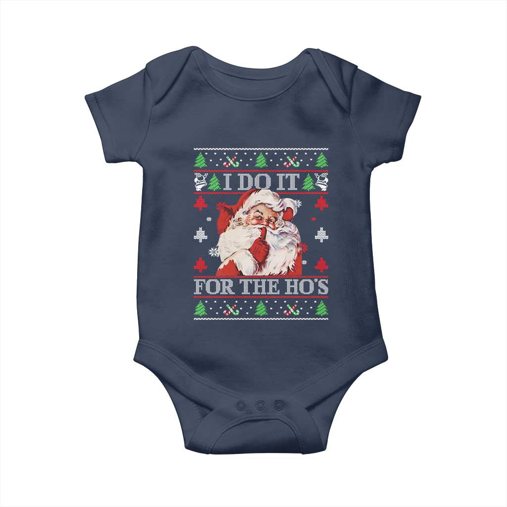 Funny Christmas Santa Baby Onesie Vintage Santa I Do It For The Ho's Ugly Christmas