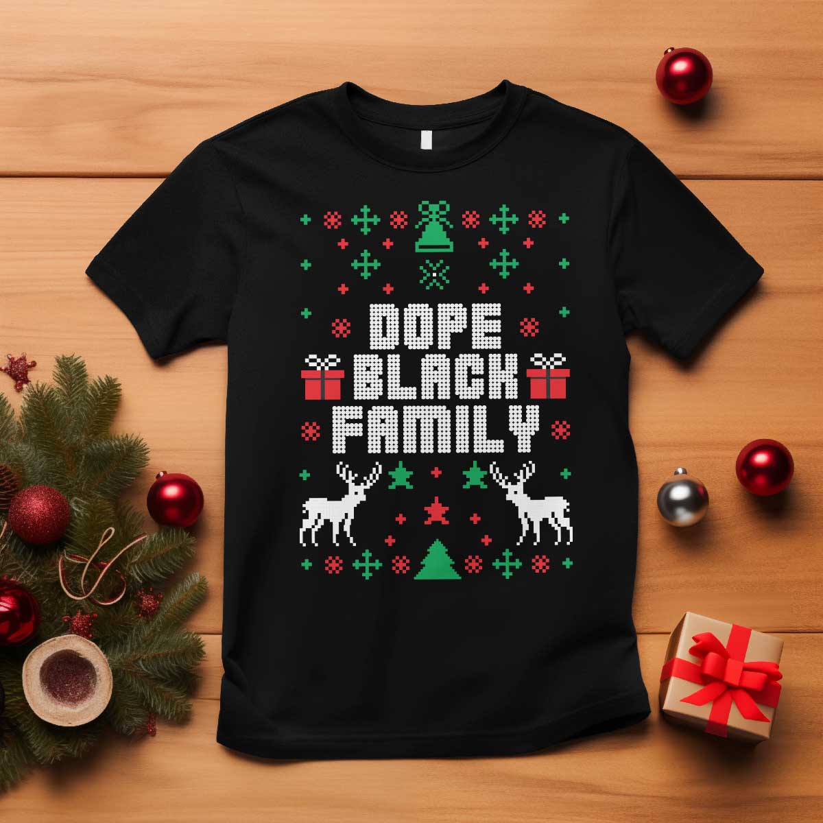 African American Family Christmas T Shirt Dope Black Family Matching Ugly Christmas - Wonder Print Shop