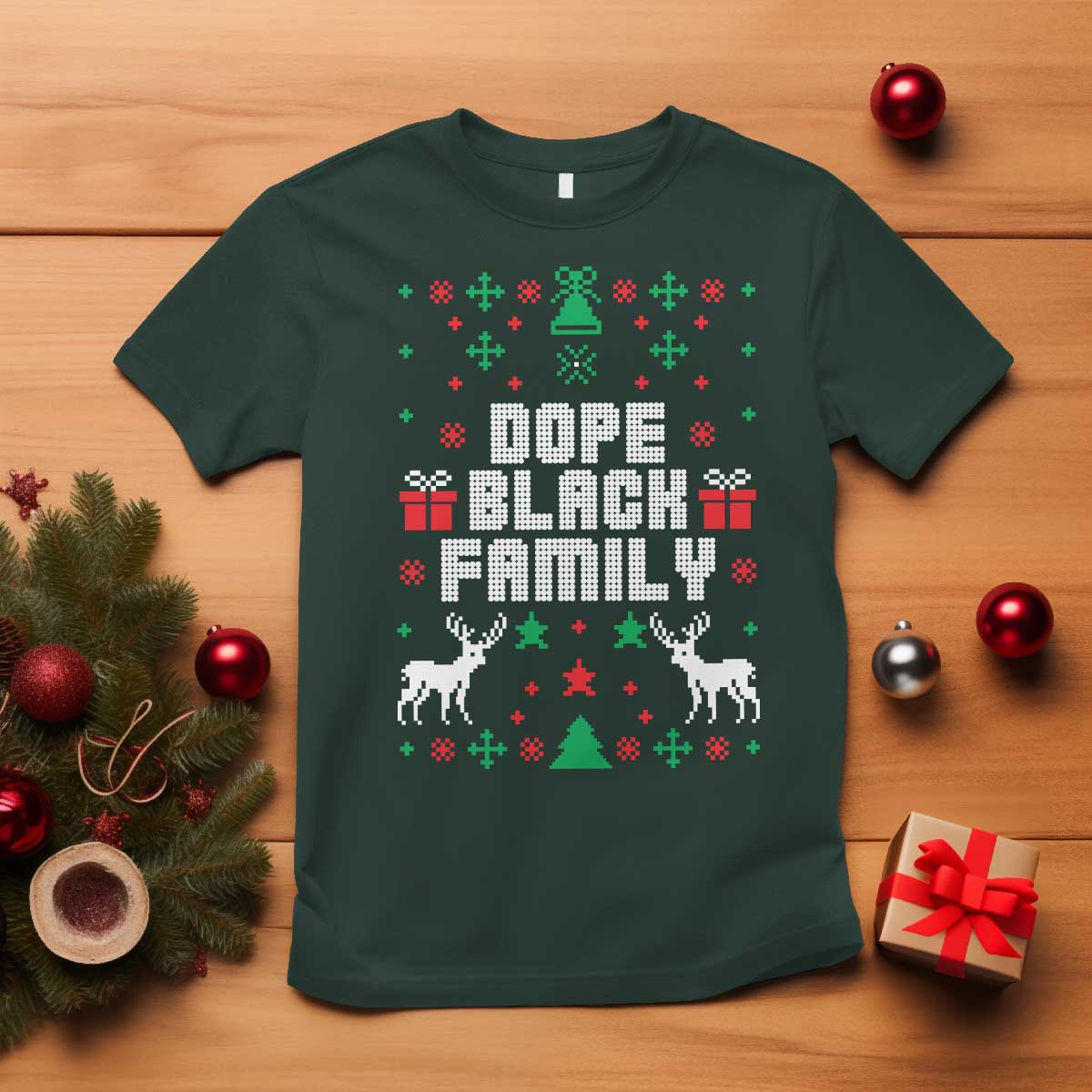 African American Family Christmas T Shirt Dope Black Family Matching Ugly Christmas - Wonder Print Shop