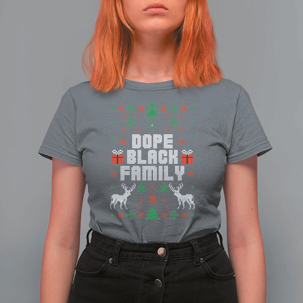 African American Family Christmas T Shirt For Women Dope Black Family Matching Ugly Christmas - Wonder Print Shop