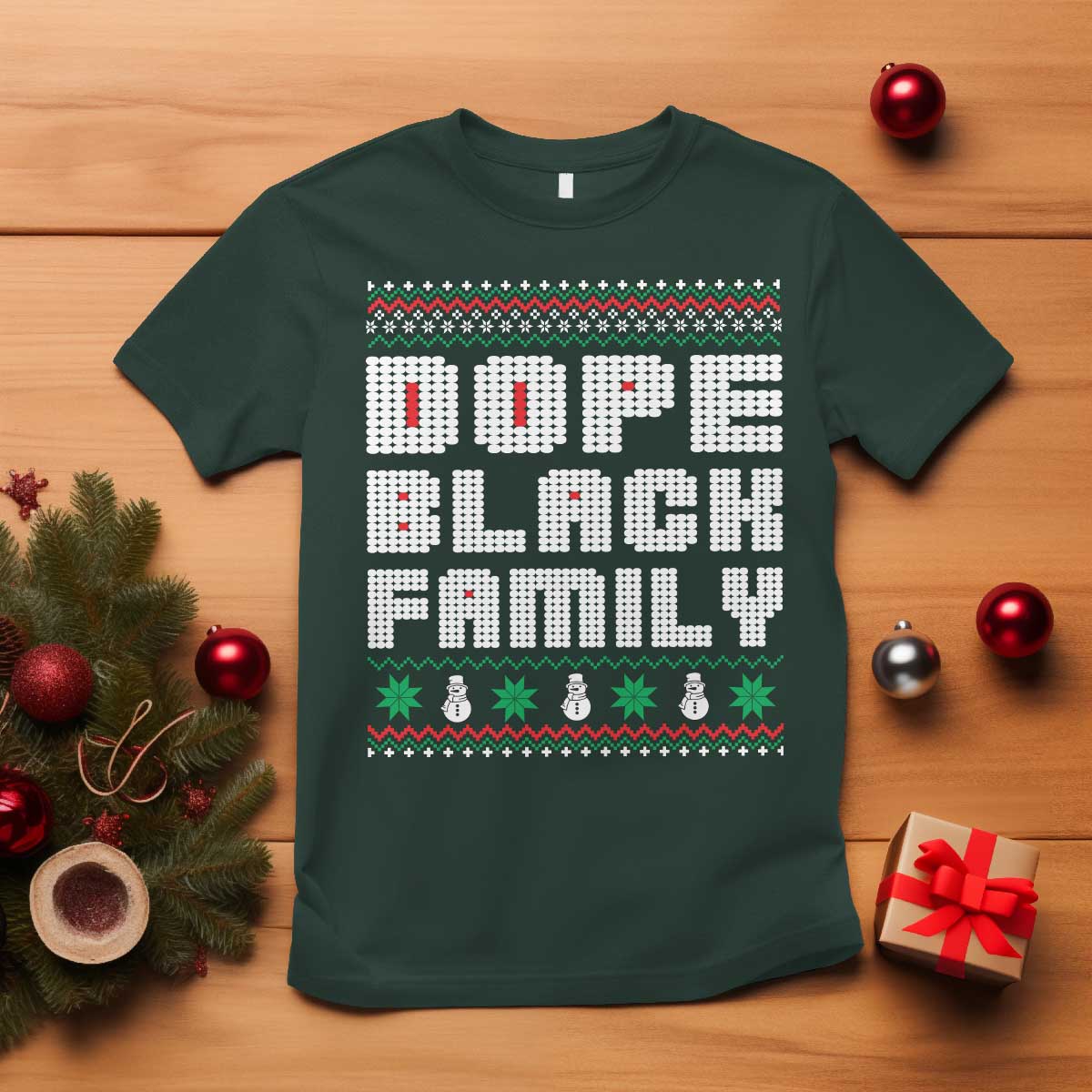 African American Family Christmas T Shirt Dope Black Family Matching Ugly Xmas - Wonder Print Shop
