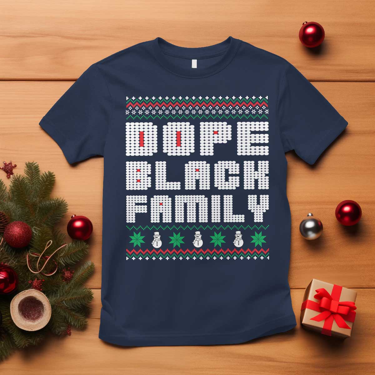African American Family Christmas T Shirt Dope Black Family Matching Ugly Xmas - Wonder Print Shop