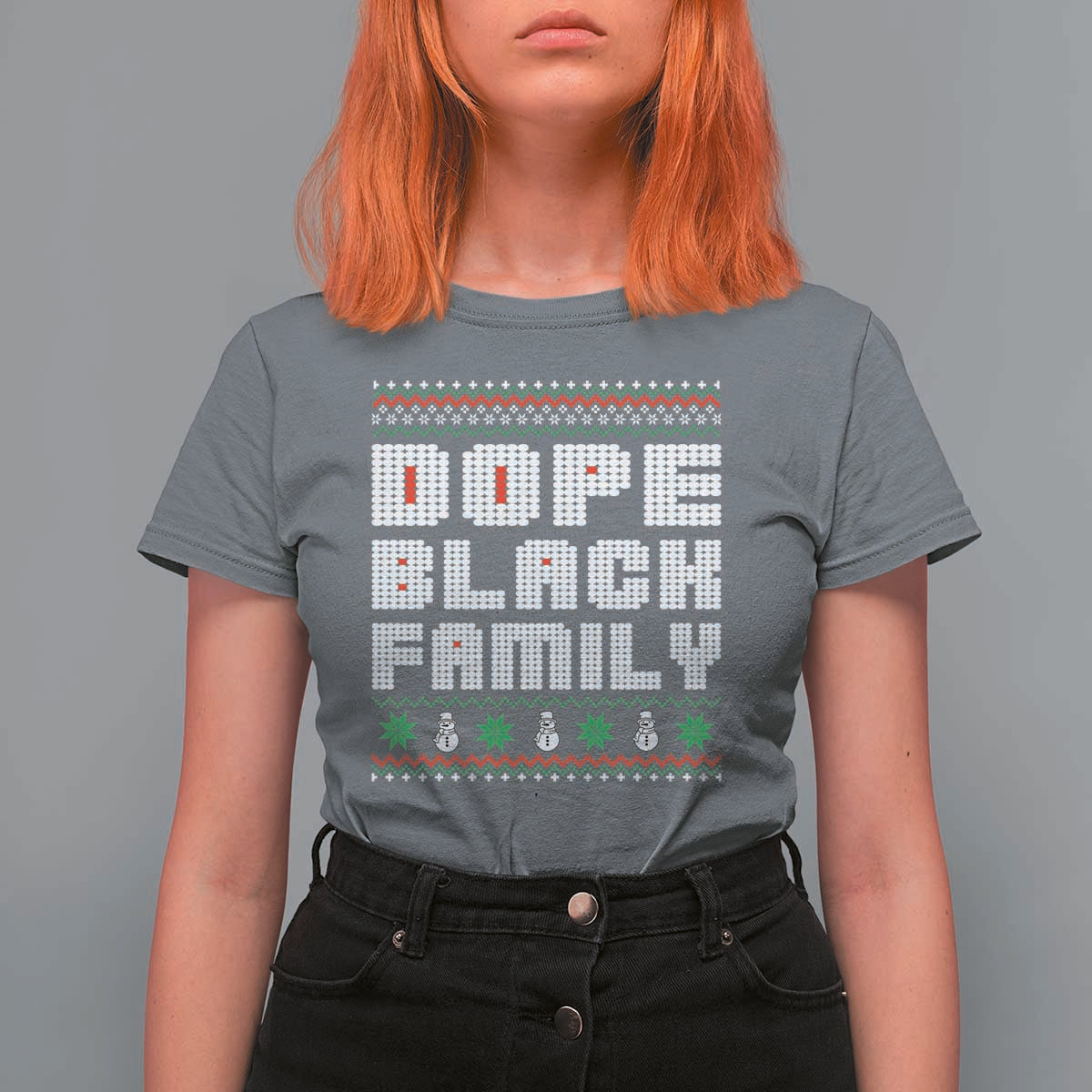 African American Family Christmas T Shirt For Women Dope Black Family Matching Ugly Xmas - Wonder Print Shop
