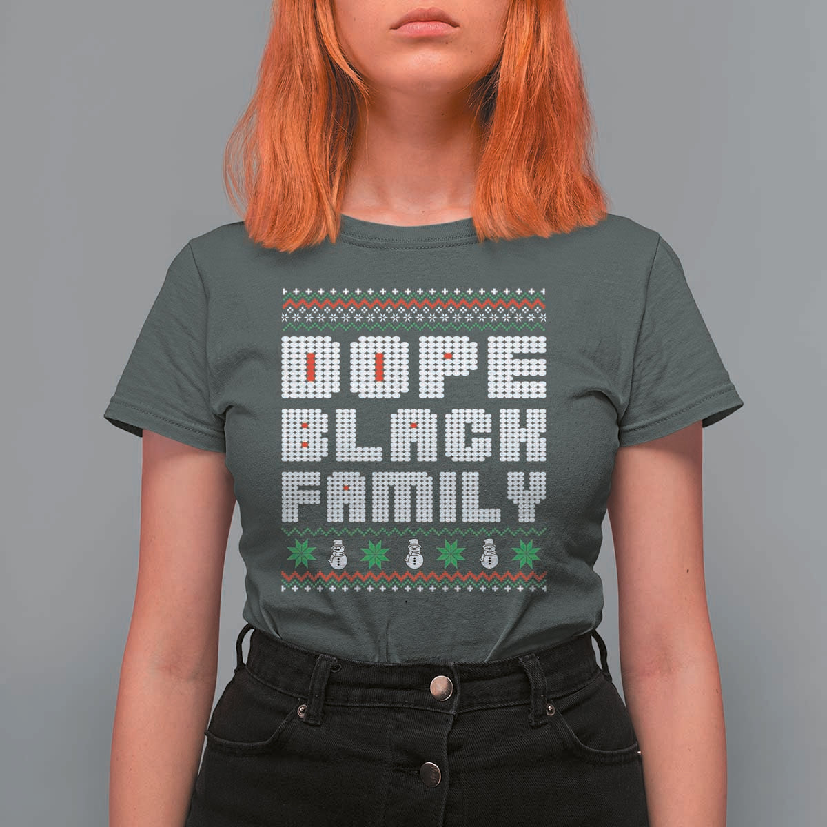 African American Family Christmas T Shirt For Women Dope Black Family Matching Ugly Xmas - Wonder Print Shop
