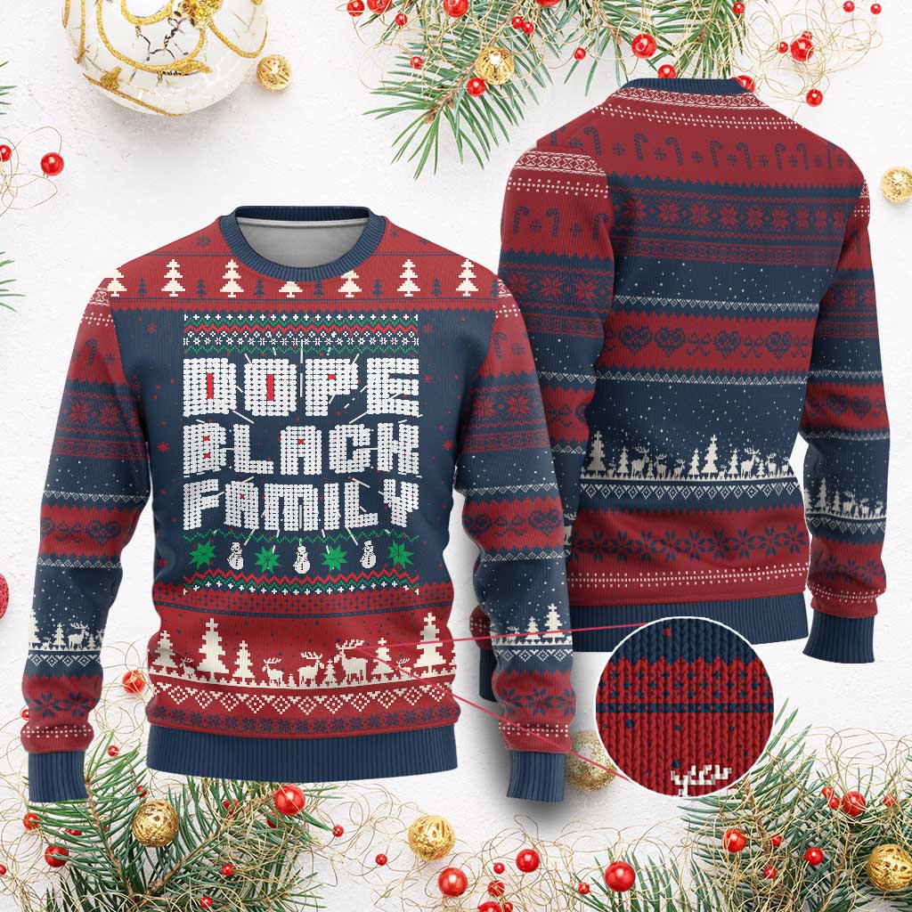 African American Family Ugly Christmas Sweater Dope Black Family Matching Ugly Xmas - Wonder Print Shop