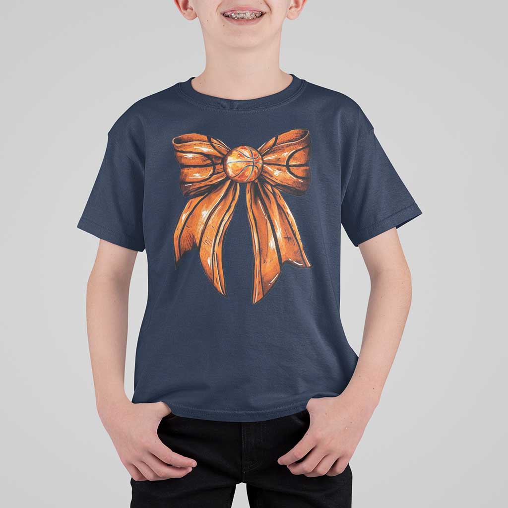 Basketball Coquette Bow T Shirt For Kid Game Day - Wonder Print Shop