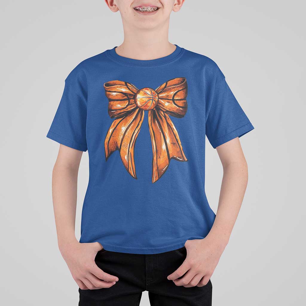 Basketball Coquette Bow T Shirt For Kid Game Day - Wonder Print Shop