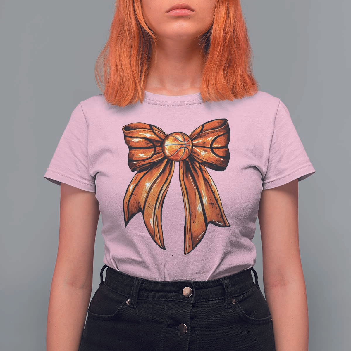 Basketball Coquette Bow T Shirt For Women Game Day - Wonder Print Shop