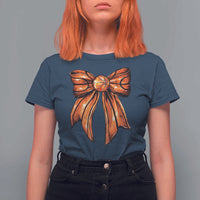 Basketball Coquette Bow T Shirt For Women Game Day - Wonder Print Shop