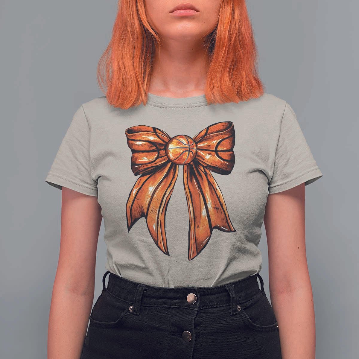 Basketball Coquette Bow T Shirt For Women Game Day - Wonder Print Shop