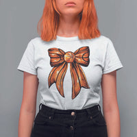 Basketball Coquette Bow T Shirt For Women Game Day - Wonder Print Shop