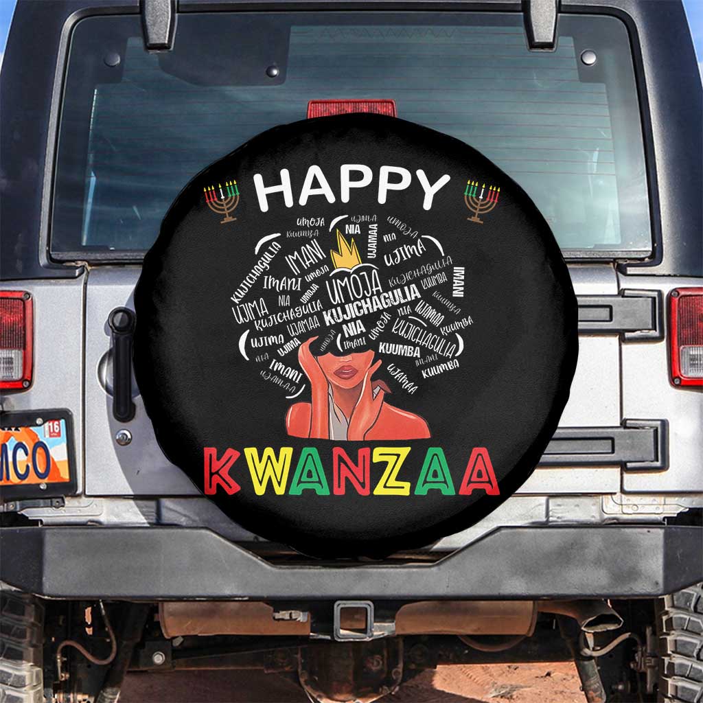 Happy Kwanzaa Spare Tire Cover African American Afro Queen Nguzo Saba - Wonder Print Shop
