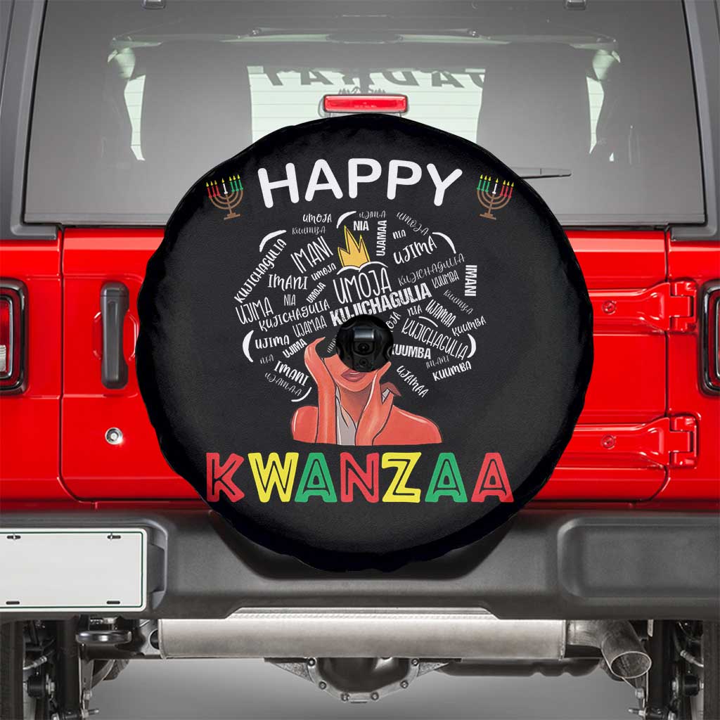 Happy Kwanzaa Spare Tire Cover African American Afro Queen Nguzo Saba - Wonder Print Shop
