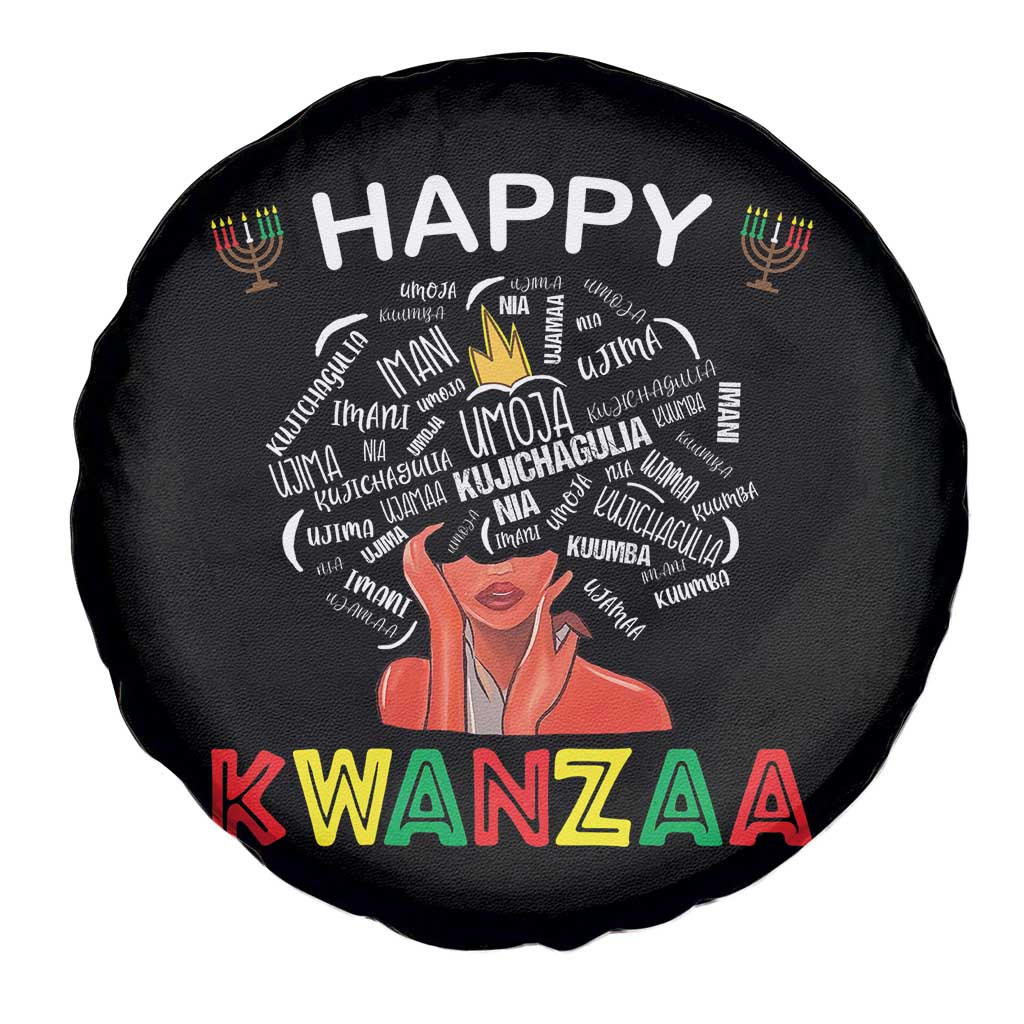 Happy Kwanzaa Spare Tire Cover African American Afro Queen Nguzo Saba - Wonder Print Shop